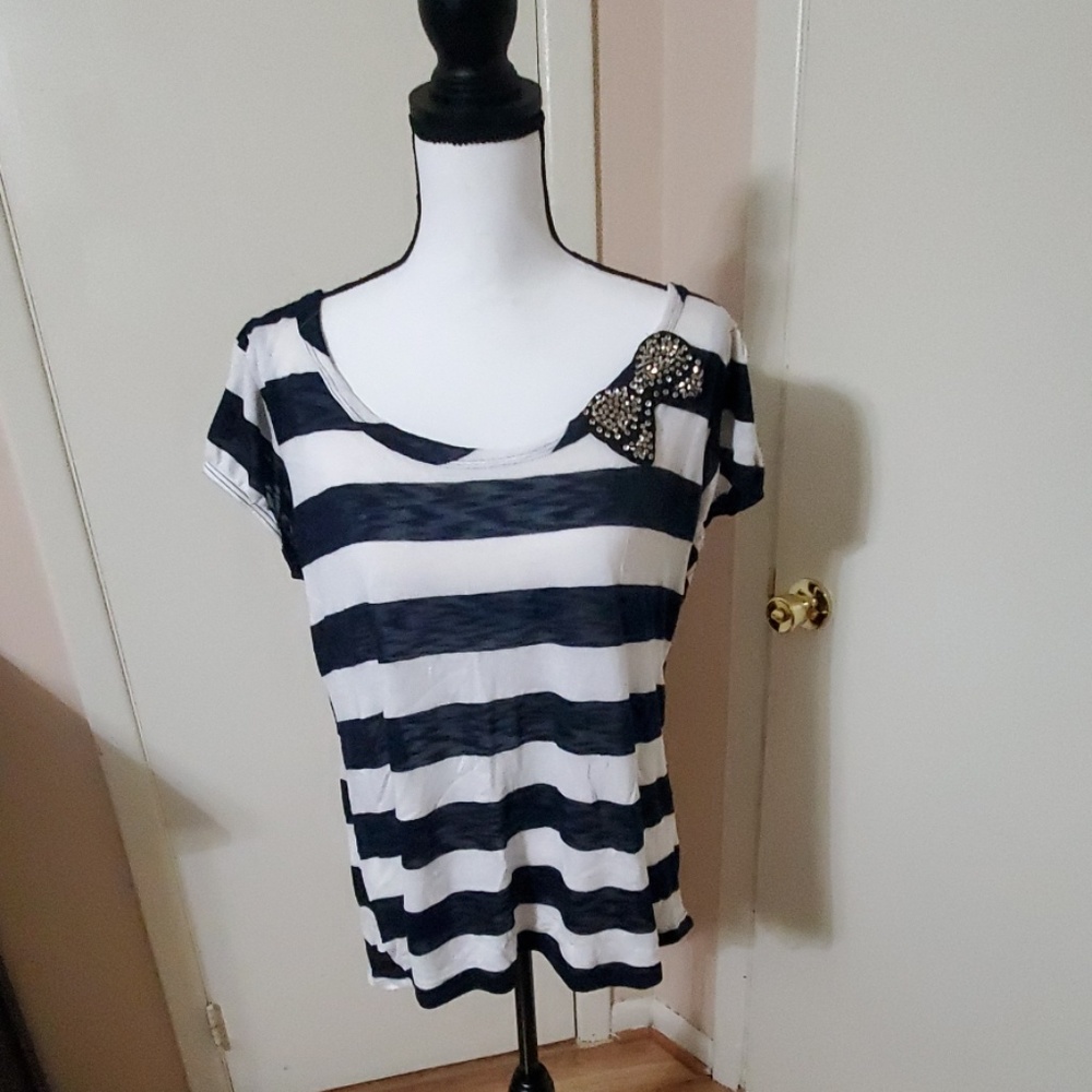 White and Blue striped Blouse